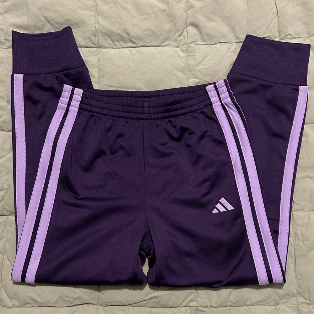 Adidas Kids Purple Track Pants SZ 7 - Picture 2 of 4